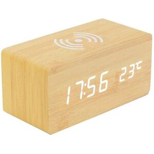 Digital Thermometer Alarm Clock, Wooden Digital Alarm Clock, LED Wooden Alarm Clock with Wireless Charger, Wooden Alarm Clock with Induction Charger Digital Thermometer Alarm Clock, Wooden Digital Alarm Clock, LED Wooden Alarm Clock with Wireless Charger, Wooden Alarm Clock with Induction Charger