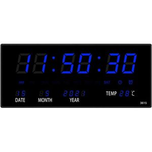 TLILY Led Perpetual Calendar Electronic Clock Digital Wall Clock Alarm Hourly Chiming Temperature Table Clocks home blue TLILY Led Perpetual Calendar Electronic Clock Digital Wall Clock Alarm Hourly Chiming Temperature Table Clocks home blue