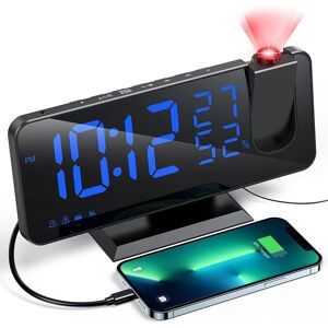 Ikodm - Projector Alarm Clock with Radio, Digital Clock, Alarm Clock with usb Port, 3 Adjustable Brightness Levels, Snooze and 15 Volume Levels, Ikodm - Projector Alarm Clock with Radio, Digital Clock, Alarm Clock with usb Port, 3 Adjustable Brightness Levels, Snooze and 15 Volume Levels,