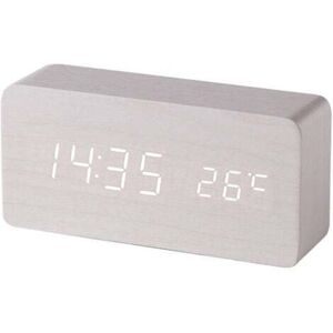 TEHTUY (White) Wooden digital alarm clock with LED sound control, dual USB battery power supply, silent wooden clock with LED, home decorations TEHTUY (White) Wooden digital alarm clock with LED sound control, dual USB battery power supply, silent wooden clock with LED, home decorations