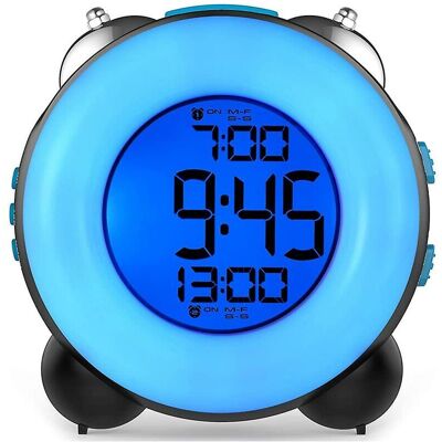 AIPERQ Loud Alarm Clock for Heavy Sleepers with Optional Alarm, Dual Alarm Setting, Snooze Function (Full Blue) 1pc AIPERQ Loud Alarm Clock for Heavy Sleepers with Optional Alarm, Dual Alarm Setting, Snooze Function (Full Blue) 1pc