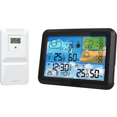 ALOVEZ Tuya Smart Wifi Weather Station With Clock - Wireless Indoor/outdoor Thermometer/hygrometer, 5-day Weather Forecast, Alarm And Calendar - Smart Life App Compatible - Large ALOVEZ Tuya Smart Wifi Weather Station With Clock - Wireless Indoor/outdoor Thermometer/hygrometer, 5-day Weather Forecast, Alarm And Calendar - Smart Life App Compatible - Large