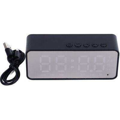 STUNACY Mirror Alarm Clock Bluetooth Speaker Rechargeable Digital Alarm Clock Bluetooth Speaker For Bedroom Living Room Office Table Black STUNACY Mirror Alarm Clock Bluetooth Speaker Rechargeable Digital Alarm Clock Bluetooth Speaker For Bedroom Living Room Office Table Black