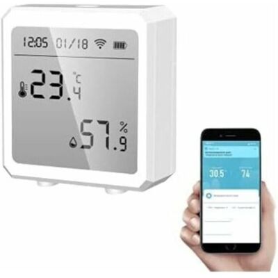 TORMATOR Smart WiFi Thermometer Hygrometer + Bluetooth Temperature and Humidity Sensor with Backlight for Indoor/Outdoor Use, App Control (White) TORMATOR Smart WiFi Thermometer Hygrometer + Bluetooth Temperature and Humidity Sensor with Backlight for Indoor/Outdoor Use, App Control (White)