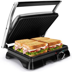 AIGOSTAR Sandwich Toaster 2000W Toastie Maker, Deep Fill Panini Press with Improved Non-Stick Coating, 180° Flat Open Large Grill, Adjustable Temperature