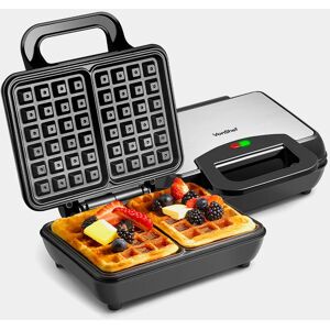 Waffle Maker, Dual Belgian Waffle Easy Clean Non-Stick Coated Plates & Automatic Temperature Control, Compact Stainless Steel Design – 1000W - Vonshef