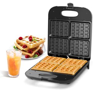 Aigostar - 4 Slice Waffle Maker Iron for Family, 1400W Waffle Machine with Deep Non-Stick Cooking Plates, Locking Latch, Black - Dylan 30YVO