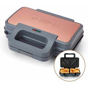 Tower - T27036RGG Cavaletto Sandwich Maker with Deep Fill Ridge Plates, 900W Grey and Rose Gold