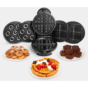 VonShef 3 in 1 Waffle Maker - Brownie & Doughnut Maker with Non-Stick Removable Plates, Cool Touch, Easy Clean - Makes Donuts & Brownies (Black, 800W)