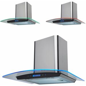 S.I.A SIA 60cm Stainless Steel Touch Control LED Edge Lit Curved Glass Cooker Hood Fan
