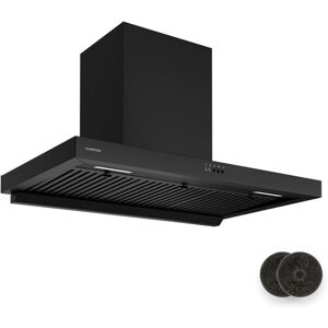 Klarstein - AeroClean Cooker Hood - 90cm Wall Mounted Extractor, 721 m³/h Boost, a++ Energy Efficiency, led Lighting 3800-4200 k, Quiet 52 dB, Black, Klarstein - AeroClean Cooker Hood - 90cm Wall Mounted Extractor, 721 m³/h Boost, a++ Energy Efficiency, led Lighting 3800-4200 k, Quiet 52 dB, Black,