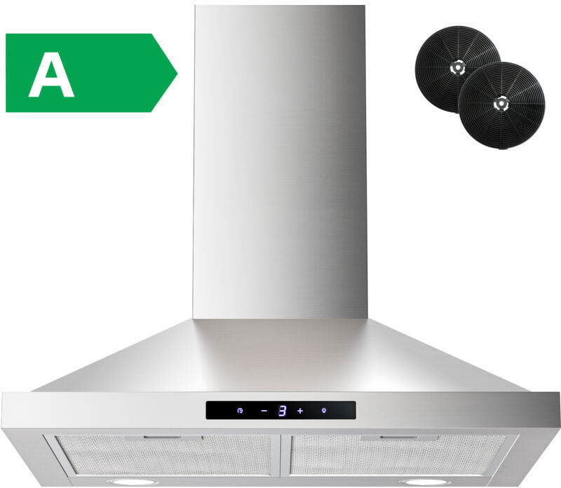 Firegas - Chimney Cooker Hood 60 cm, 3 Speeds, 335 m³/h,Touch controls, Recirculation/Extraction, Stainless Steel Extractor Hood,Wall Mounted Range