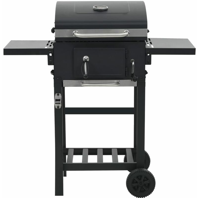 BERKFIELD HOME Mayfair Charcoal-Fueled BBQ Grill with Bottom Shelf Black