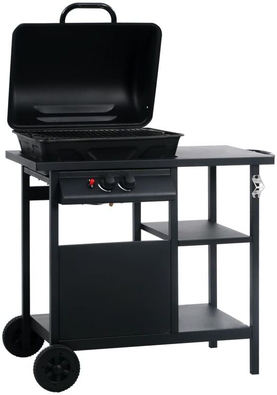 BERKFIELD HOME Mayfair Gas bbq Grill with 3-layer Side Table Black