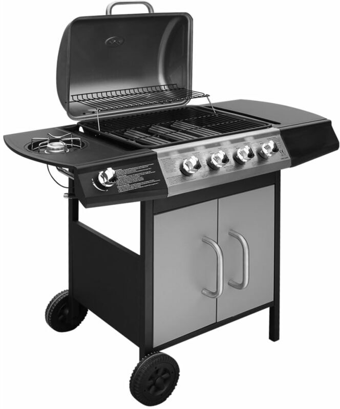 BERKFIELD HOME Royalton Gas Barbecue Grill 4+1 Cooking Zone Black and Silver