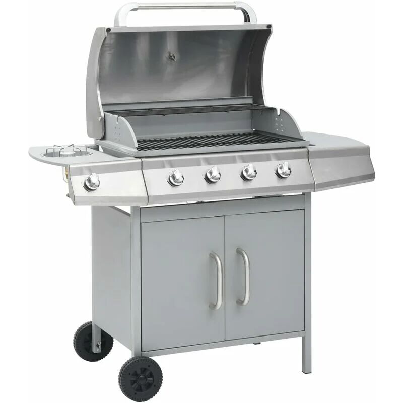 BERKFIELD HOME Royalton Gas Barbecue Grill 4+1 Cooking Zone Silver Stainless Steel