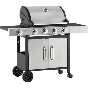 Outsunny - Deluxe Gas Barbecue Grill 4+1 Burner Garden bbq w/ Large Cooking Area - Black and Stainless Steel