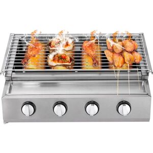 CNCEST BBQ Propane Gas Grill, 4-Burner Stainless Steel Patio Garden Grill Adjustable Height, Outdoor BBQ Table Stove Grill Independent Ignition, Outdoor CNCEST BBQ Propane Gas Grill, 4-Burner Stainless Steel Patio Garden Grill Adjustable Height, Outdoor BBQ Table Stove Grill Independent Ignition, Outdoor