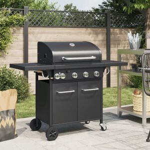 vidaXL Gas BBQ Grill with 5 Burners Black Powder-coated Steel vidaXL Gas BBQ Grill with 5 Burners Black Powder-coated Steel