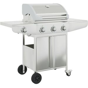 Gas BBQ Grill with 4 Burners Silver Stainless Steel vidaXL Gas BBQ Grill with 4 Burners Silver Stainless Steel vidaXL