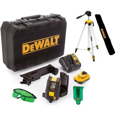 Dewalt Dce088d1g 12v Cross Line Green Laser Level Bracket + Tripod + Bag Dewalt Dce088d1g 12v Cross Line Green Laser Level Bracket + Tripod + Bag
