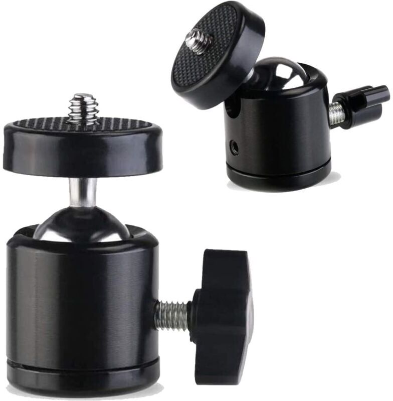 SJQKA Universal 1/4 Inch Mini Swivel Ball Head Tripod Mount (2 Pack), 360 Degree Rotating Base Adapter for htc Vive dslr Camera Tripod Monopod Camera Light
