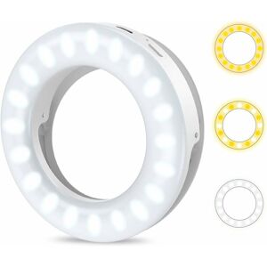 DENUOTOP Selfie Ring Light, Clip-on Fill-Light [3 Color Modes], usb Rechargeable 200mAh Camera Light, Spotlight Flash Supplementary Light for Makeup Vlog,