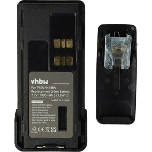 Vhbw - Battery Replacement for Motorola PMNN4491AR for Radio, Walkie-Talkie (3000mAh, 7.2 v, Li-ion) + Belt Clip
