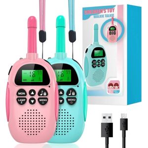 Denuotop - Kids Walkie Talkies, vox Rechargeable Walkie Talkie with 16 Channel 2-Way Radio, Backlit lcd Flashlight, 3 km for Outdoor Adventures