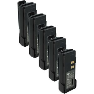 Vhbw - 5x Battery compatible with Motorola DP2400e, DP2000, DP2600, DP2400, DP2600E Radio, Walkie-Talkie (3000mAh, 7.2 v, Li-ion) + Belt Clip