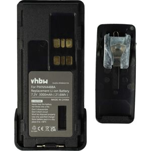 Vhbw - Battery Replacement for Motorola PMNN4415, PMNN4415AR, PMNN441 for Radio, Walkie-Talkie (3000mAh, 7.2 v, Li-ion) + Belt Clip