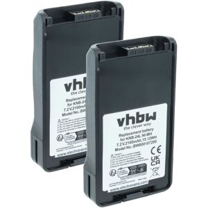 vhbw 2x Battery Replacement for Kenwood KNB-56L, KNB-55L, KNB-57, KNB-57L, KNB-56, KNB-56N, KNB-55Li for Radio, Walkie-Talkie (2100 mAh, 7.2 V, NiMH)