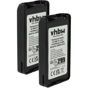 vhbw 2x Battery Replacement for Kenwood KNB-56N, KNB-55L, KNB-56L, KNB-56, KNB-55, KNB-55Li for Radio, Walkie-Talkie (2000 mAh, 7.4 V, Li-Ion)