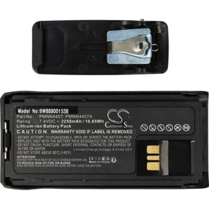 Vhbw - 1x Battery Replacement for Motorola PMNN4406BR, PMNN4406, PMNN4407 for Radio, Walkie-Talkie (2250mAh, 7.4 v, Li-Ion) + Belt Clip