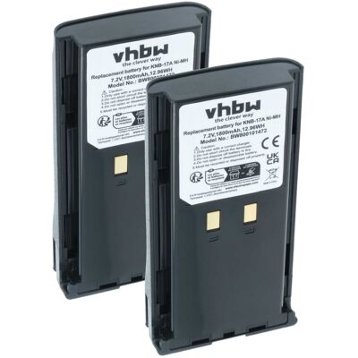 vhbw 2x Battery Replacement for Kenwood KNB-52N, KNB-22N, KNB-21N, KNB-17N, KNB-17A, KNB-16A for Radio, Walkie-Talkie (1800 mAh, 7.2 V, NiMH) vhbw 2x Battery Replacement for Kenwood KNB-52N, KNB-22N, KNB-21N, KNB-17N, KNB-17A, KNB-16A for Radio, Walkie-Talkie (1800 mAh, 7.2 V, NiMH)