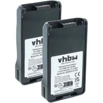 vhbw 2x Battery Replacement for Kenwood KNB-57Li, KNB-68LC for Radio, Walkie-Talkie (2100 mAh, 7.2 V, NiMH) vhbw 2x Battery Replacement for Kenwood KNB-57Li, KNB-68LC for Radio, Walkie-Talkie (2100 mAh, 7.2 V, NiMH)