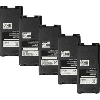 vhbw 5x Battery Replacement for Icom BP-222N, BP-222, BP-211N, BP-211 for Radio, Walkie-Talkie (2000 mAh, 7.4 V, Li-Ion) + Belt Clip vhbw 5x Battery Replacement for Icom BP-222N, BP-222, BP-211N, BP-211 for Radio, Walkie-Talkie (2000 mAh, 7.4 V, Li-Ion) + Belt Clip