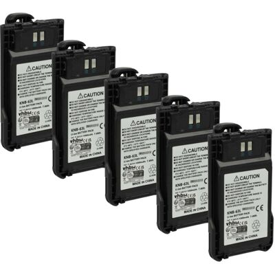 vhbw 5x Battery Replacement for Kenwood KNB-63L, KNB-65L for Radio, Walkie-Talkie (1000 mAh, 7.4 V, Li-Ion) + Belt Clip vhbw 5x Battery Replacement for Kenwood KNB-63L, KNB-65L for Radio, Walkie-Talkie (1000 mAh, 7.4 V, Li-Ion) + Belt Clip
