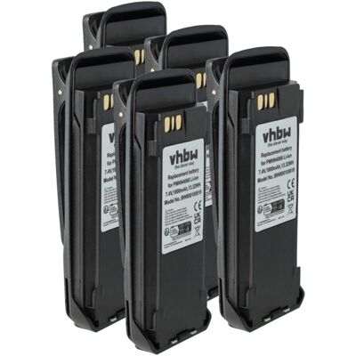 Vhbw - 5x Battery Replacement for Motorola PMNN4104, PMNN4103A, PMNN4466A for Radio, Walkie-Talkie (1800 mAh, 7.4 v, Li-Ion) + Belt Clip Vhbw - 5x Battery Replacement for Motorola PMNN4104, PMNN4103A, PMNN4466A for Radio, Walkie-Talkie (1800 mAh, 7.4 v, Li-Ion) + Belt Clip