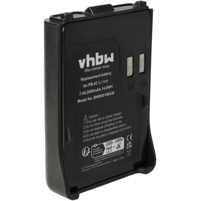 vhbw Battery Replacement for Kenwood PB-42, PB-42L, PB-42Li for Radio, Walkie-Talkie (2000mAh, 7.4V, Li-Ion) vhbw Battery Replacement for Kenwood PB-42, PB-42L, PB-42Li for Radio, Walkie-Talkie (2000mAh, 7.4V, Li-Ion)