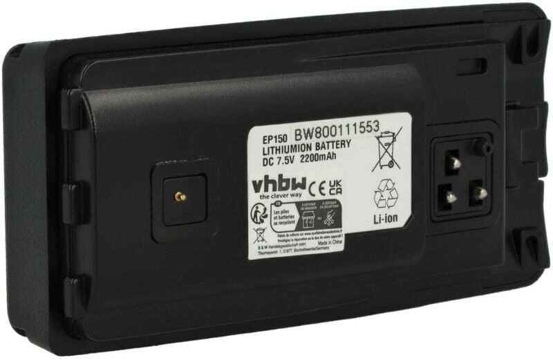 Vhbw - Battery compatible with Motorola RDU4100, RDU2020, RDU2023, RDU2080D Radio, Walkie-Talkie (2200mAh, 7.5 v, Li-Ion) + Belt Clip