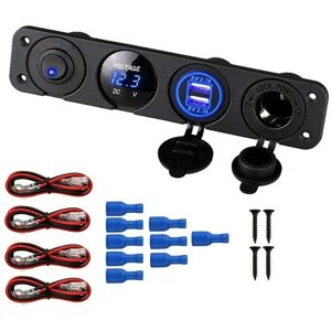 Denuotop - 4 in 1 Marine Switch Panel, 12V 4.2A Dual usb Socket Charger Power Outlet and led Voltmeter and Cigarette Lighter