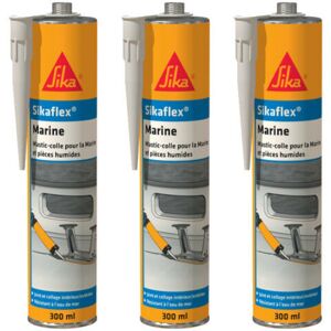 Set of 3 Sika mastic adhesives Sika flex Marine - Black - 300ml