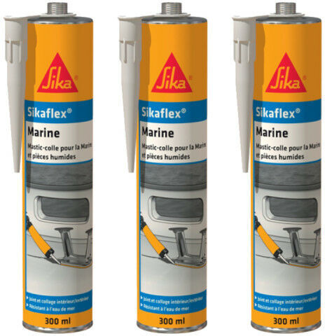 Sika - Set of 3 mastic adhesives flex Marine - Black - 300ml