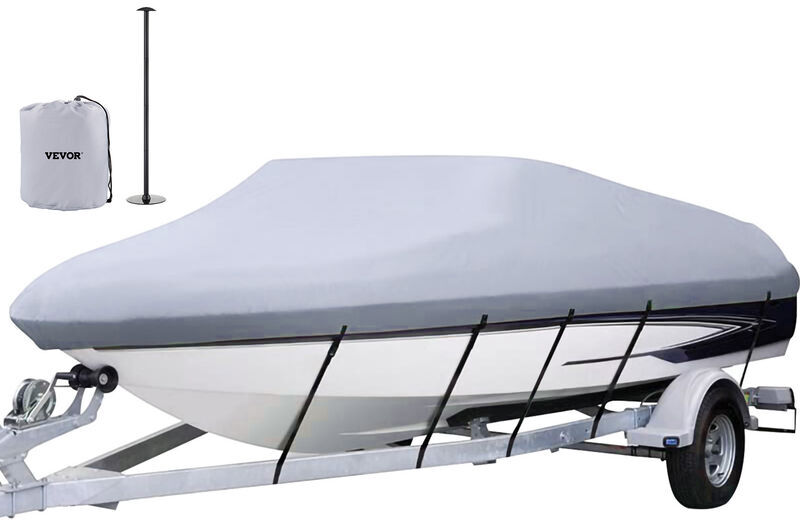 VEVOR Waterproof Boat Cover, Fit for 14'-16' Trailerable Boat, Beam Width up to 102' v Hull Cover Heavy Duty 600D Marine Grade Polyester Mooring Cover for