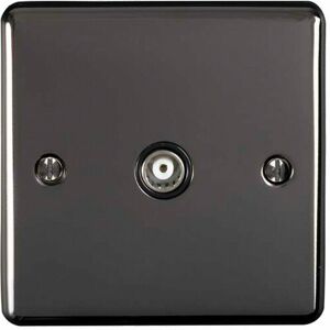 LOOPS Black nickel Single Aerial Satellite Coaxial Socket Female Wall Plate Black Trim