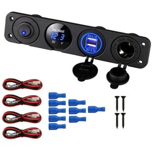 Denuotop - 4 in 1 Marine Switch Panel, 12V 4.2A Dual usb Socket Charger Power Outlet and led Voltmeter and Cigarette Lighter