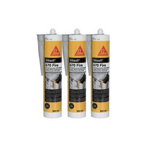 Set of 3 fire rated sealants for Sika joints Sika sil 670 Fire - Grey - 300ml