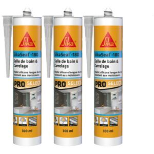 Set of 3 Sika Sika seal-180 Bathroom & Tiling Silicone Sealants - Transparent - 300ml