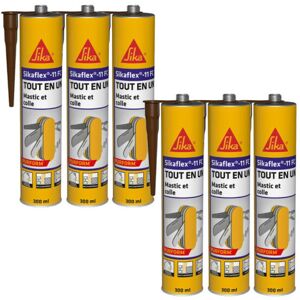 Set of 6 Sika Sika flex 11 fc Purform Multi-Purpose Adhesives - Brown - 300 ml